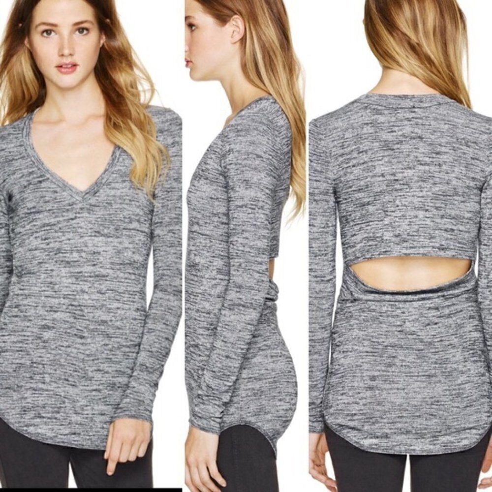 Wilfred Free Gray Space Dye Long Sleeve Shirt Top
